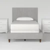 Dean Charcoal Twin Upholstered Panel 3 Piece Bedroom Set With 2 Madison White 2-Drawer Nightstands -Furniture Store 308973 grey fabric bedroom set signature 01