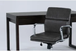 Pierce Espresso Computer Desk + Moby Grey Low Back Office Chair -Furniture Store 309628 brown wood desk and chair set side 19