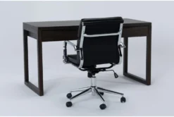 Pierce Espresso Computer Desk + Moby Black Low Back Office Chair -Furniture Store 309635 brown wood desk and chair set side 18