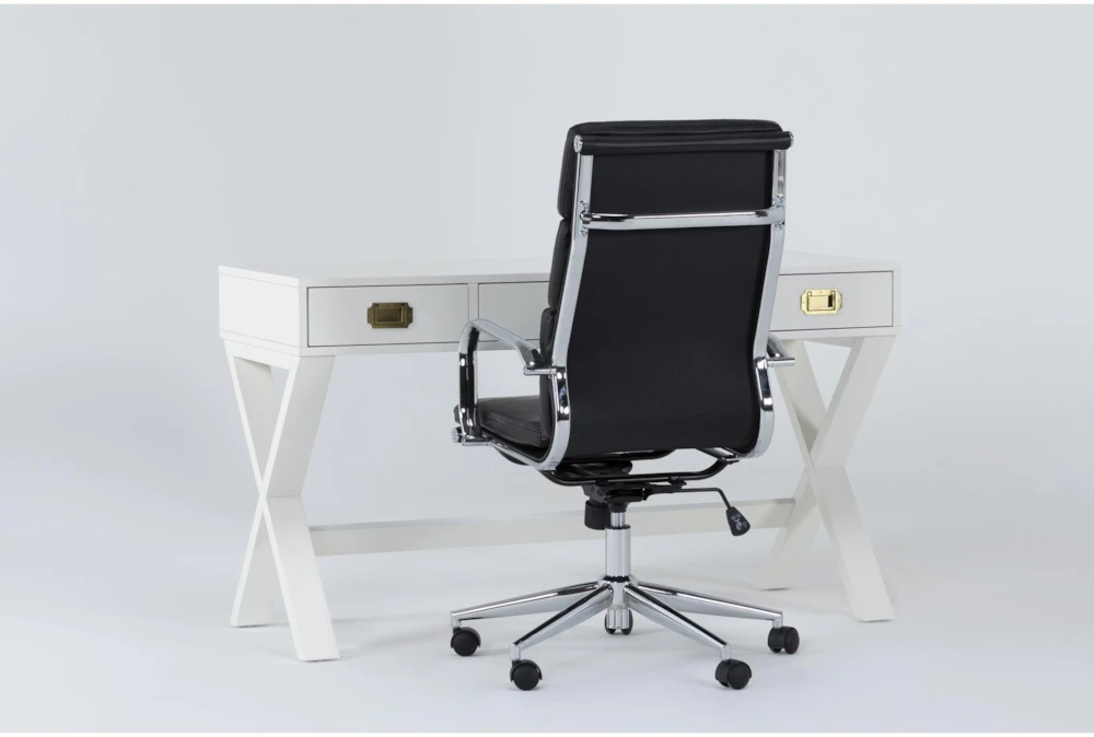 Adams White Desk + Moby Black Low Back Office Chair 4 Adams White Desk + Moby Black Low Back Office Chair - Image 2