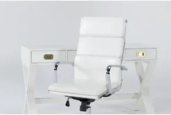 Adams White Desk + Moby White High Back Office Chair -Furniture Store 309822 white wood desk and chair set detail 44