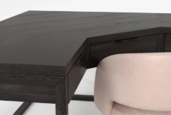 Pierce Espresso Corner Desk + Phoebe Blush Office Chair -Furniture Store 309824 brown wood desk and chair set detail 46