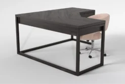 Pierce Espresso Corner Desk + Phoebe Blush Office Chair -Furniture Store 309824 brown wood desk and chair set side 20