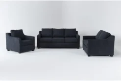 Porthos Midnight Blue 3 Piece Queen Sleeper Sofa, Loveseat & Chair Set