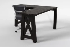 Jaxon Corner Desk + Moby Black Low Back Rolling Office Chair -Furniture Store 309846 black wood desk and chair set side 19