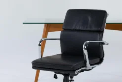 Alton Glass Desk + Moby Black Low Back Rolling Office Chair 7 Alton Glass Desk + Moby Black Low Back Rolling Office Chair -Furniture Store 309848 brown wood desk and chair set side 19