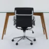 Alton Glass Desk + Moby Black Low Back Rolling Office Chair 1 Alton Glass Desk + Moby Black Low Back Rolling Office Chair -Furniture Store 309848 brown wood desk and chair set signature 01