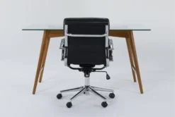 Alton Glass Desk + Moby Black Low Back Rolling Office Chair