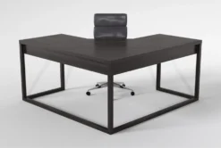 Pierce Espresso Corner Desk+ Moby Grey High Back Office Chair -Furniture Store 309849 brown wood desk and chair set back 65