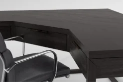 Pierce Espresso Corner Desk+ Moby Grey High Back Office Chair -Furniture Store 309849 brown wood desk and chair set detail 45