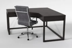 Pierce Espresso Corner Desk+ Moby Grey High Back Office Chair -Furniture Store 309849 brown wood desk and chair set side 19