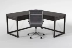Pierce Espresso Corner Desk+ Moby Grey High Back Office Chair