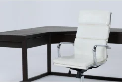 Pierce Espresso Corner Desk + Moby White High Back Office Chair -Furniture Store 309850 brown wood desk and chair set side 19