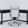Pierce Espresso Corner Desk + Moby White High Back Office Chair
