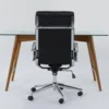 Alton Glass Desk + Moby Black High Back Rolling Office Chair -Furniture Store 309864 brown wood desk and chair set signature 01