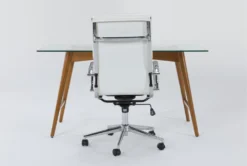 Alton Glass Desk + Moby White High Back Rolling Office Chair