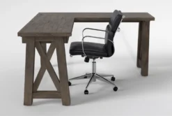 Jaxon Grey Corner Desk + Moby Black Low Back Rolling Office Chair -Furniture Store 309874 grey wood desk and chair set side 20