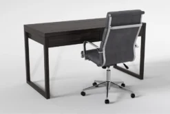 Pierce Espresso Computer Desk+ Moby Grey High Back Rolling Office Chair -Furniture Store 309875 brown wood desk and chair set side 18