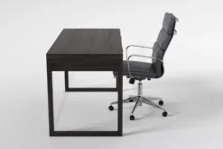 Pierce Espresso Computer Desk+ Moby Grey High Back Rolling Office Chair -Furniture Store 309875 brown wood desk and chair set side 20