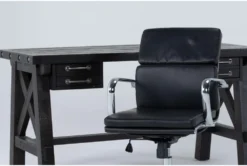Jaxon Desk + Moby Black Low Back Rolling Office Chair -Furniture Store 309876 black wood desk and chair set side 21