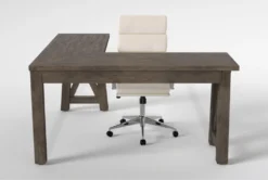 Jaxon Grey Corner Desk + Moby White High Back Rolling Office Chair -Furniture Store 309892 grey wood desk and chair set back 65