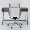 Hollis Writing Desk + Moby White High Back Rolling Office Chair -Furniture Store 309909 brown wood desk and chair set signature 01