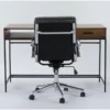 Hollis Writing Desk + Moby Grey Low Back Rolling Office Chair -Furniture Store 309911 brown wood desk and chair set signature 01