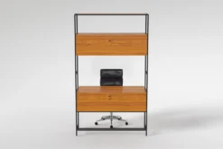 Hollis 49" Wall Desk + Moby Black High Back Rolling Office Chair 17 Hollis 49" Wall Desk + Moby Black High Back Rolling Office Chair -Furniture Store 309914 brown wood desk and chair set back 65