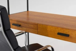 Hollis 49" Wall Desk + Moby Black High Back Rolling Office Chair 15 Hollis 49" Wall Desk + Moby Black High Back Rolling Office Chair -Furniture Store 309914 brown wood desk and chair set detail 45