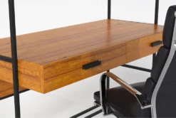 Hollis 49" Wall Desk + Moby Black High Back Rolling Office Chair 16 Hollis 49" Wall Desk + Moby Black High Back Rolling Office Chair -Furniture Store 309914 brown wood desk and chair set detail 46