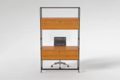 Hollis 49" Wall Desk + Moby Grey High Back Rolling Office Chair -Furniture Store 309915 brown wood desk and chair set back 65