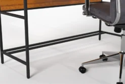 Hollis 49" Wall Desk + Moby Grey High Back Rolling Office Chair -Furniture Store 309915 brown wood desk and chair set detail 44