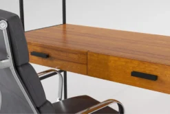 Hollis 49" Wall Desk + Moby Grey High Back Rolling Office Chair -Furniture Store 309915 brown wood desk and chair set detail 46