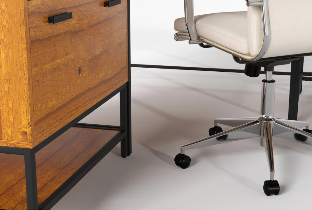 Hollis 3Pc Corner Desk + Moby White High Back Rolling Office Chair 7 Hollis 3Pc Corner Desk + Moby White High Back Rolling Office Chair - Image 5