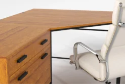 Hollis 3Pc Corner Desk + Moby White High Back Rolling Office Chair 16 Hollis 3Pc Corner Desk + Moby White High Back Rolling Office Chair -Furniture Store 309918 brown wood desk and chair set detail 46