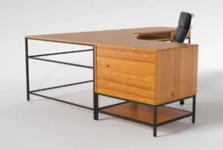 Hollis 3Pc Corner Desk + Moby Black High Back Rolling Office Chair -Furniture Store 309920 brown wood desk and chair set side 20