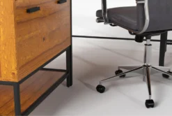 Hollis 3Pc Corner Desk + Moby Grey High Back Rolling Office Chair -Furniture Store 309922 brown wood desk and chair set detail 44