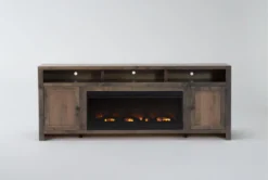 Ducar 84" Fireplace Tv Stand -Furniture Store 310195 brown wood media console front 03