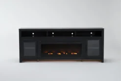 Oxford 84" Fireplace Tv Stand -Furniture Store 310196 brown wood media console front 03