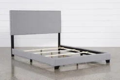 Colleen King Upholstered Panel Bed -Furniture Store 310673 grey fabric bed detail 44