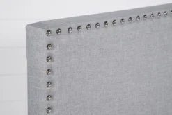 Colleen King Upholstered Panel Bed -Furniture Store 310673 grey fabric bed detail 45