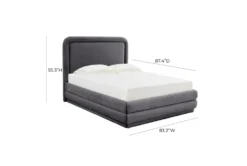 Velma Grey King Velvet Upholstered Platform Bed -Furniture Store 310762 front 04