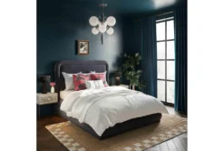 Velma Grey King Velvet Upholstered Platform Bed -Furniture Store 310762 room 85