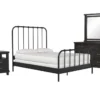 Knox King Metal 4 Piece Bedroom Set With Jaxon Dresser, Mirror + Open Nightstand -Furniture Store 311068 black metal bedroom set signature 01