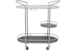 Silver 3-Tier Metal Rolling Bar Cart -Furniture Store 311198 silver metal bar cart back 82
