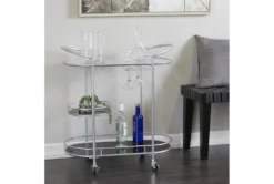 Silver 3-Tier Metal Rolling Bar Cart -Furniture Store 311198 silver metal bar cart room 85
