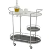 Silver 3-Tier Metal Rolling Bar Cart -Furniture Store 311198 silver metal bar cart signature 02