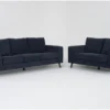 Canela II Midnight Blue 2 Piece Sofa & Loveseat Set -Furniture Store 311783 blue fabric sofa and loveseat set signature 01