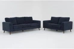 Canela II Midnight Blue 2 Piece Sofa & Loveseat Set