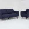Ginger Denim Sofa & Chair Set -Furniture Store 312986 blue fabric living room set signature 01
